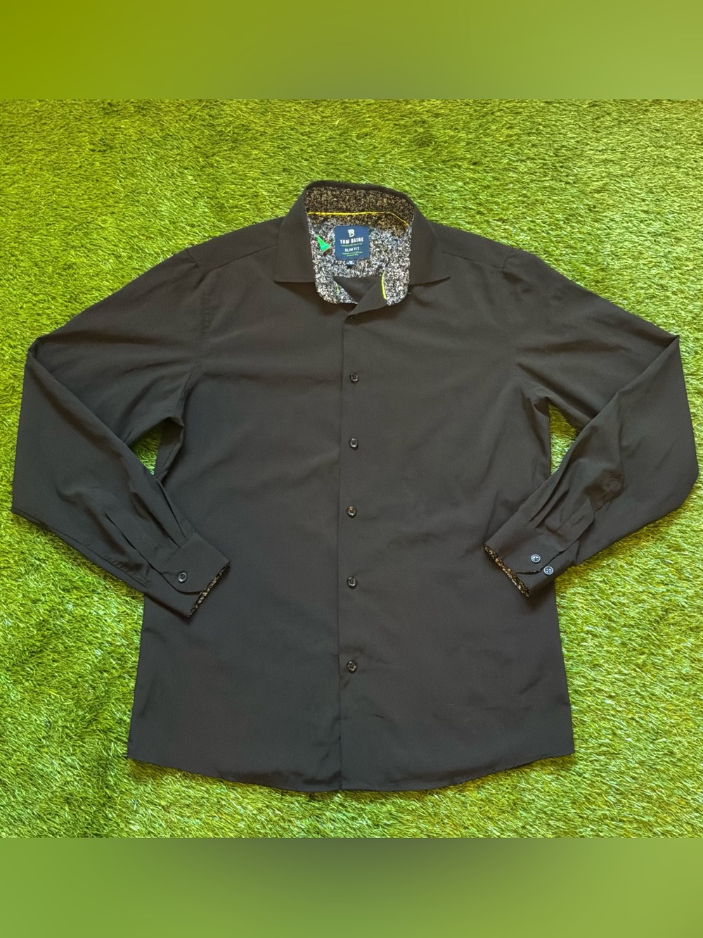 Tom Baine Performance Collection Black Slim Fit Dress Shirt Medium